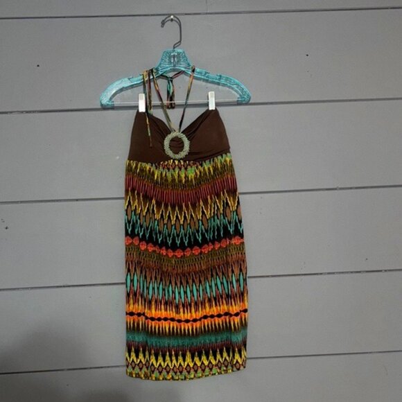 Colorful Patterned Halter Dress - Picture 1 of 5